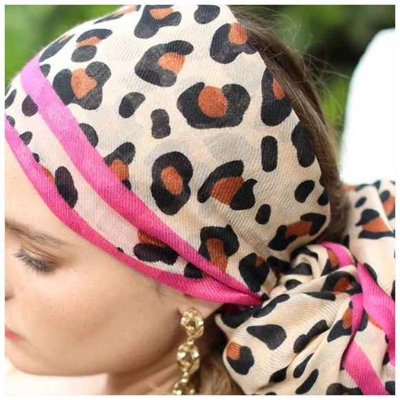 Leopard Print Versatile Wrap Hair Neck Scarf Sarong One Size - Picture 2 of 8